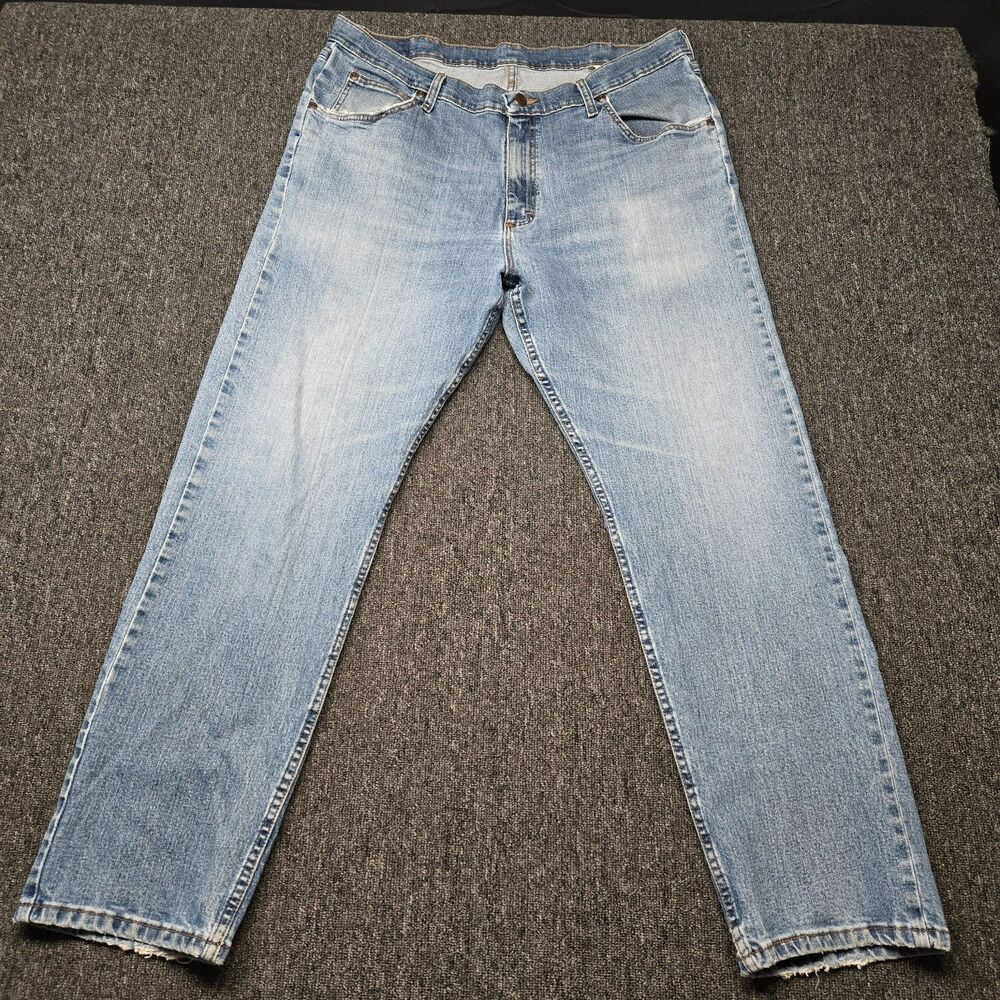 Wrangler Jeans Mens 38x32 Relaxed Fit Blue Denim Premium 5 Pocket 97FXWXD